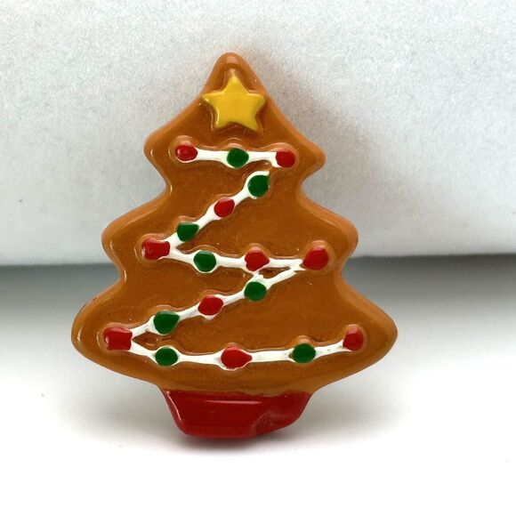 Christmas Button Covers Set of  4 Holiday Reindeer Tree House Gingerbread Resin - Picture 5 of 8
